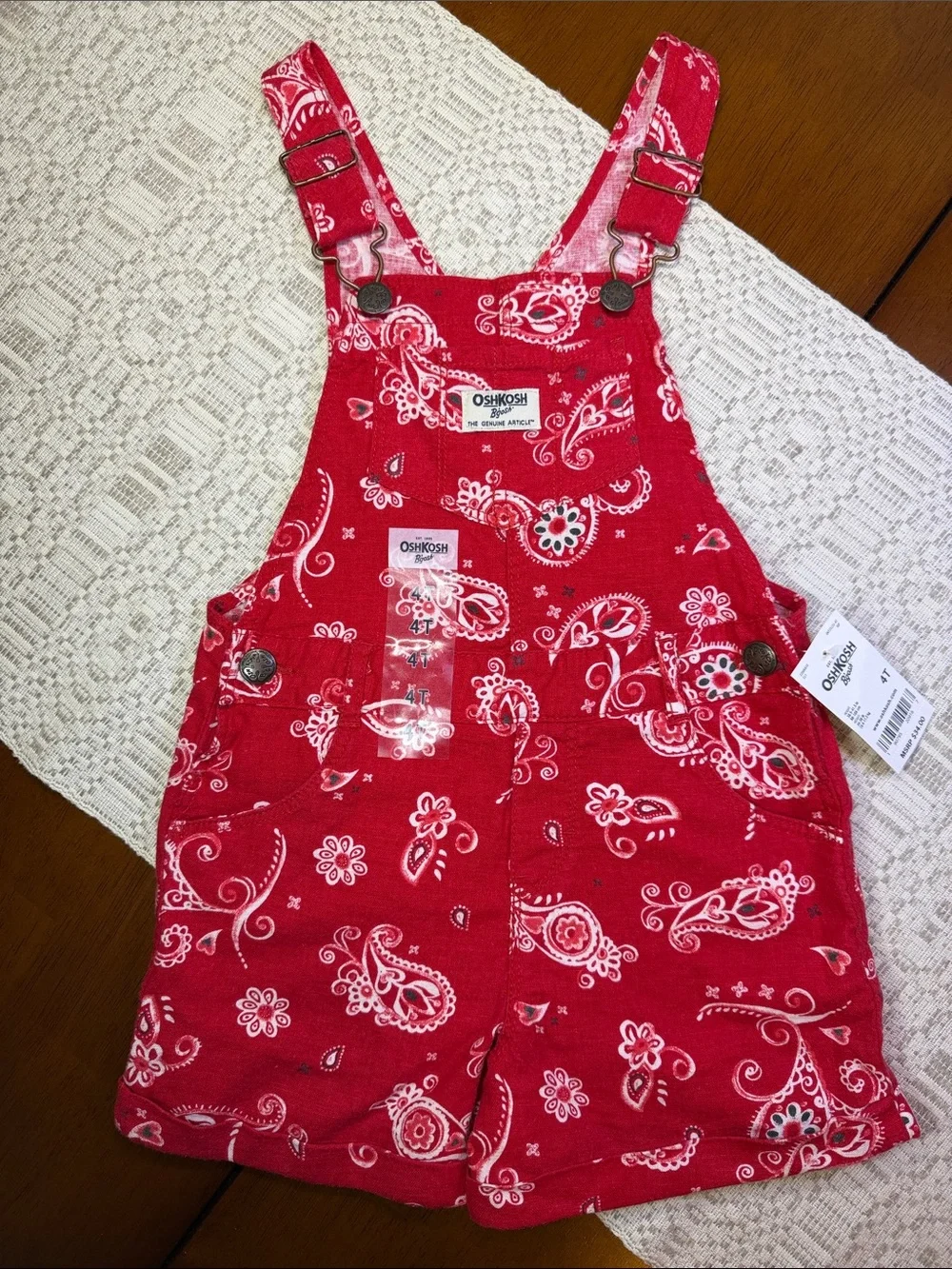 Girls’ OshKosh B'gosh Shortalls Overalls Size 4T